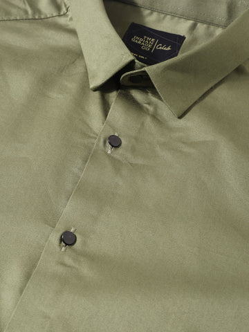 Men's Green Slim Fit Solid Party Wear Shirt