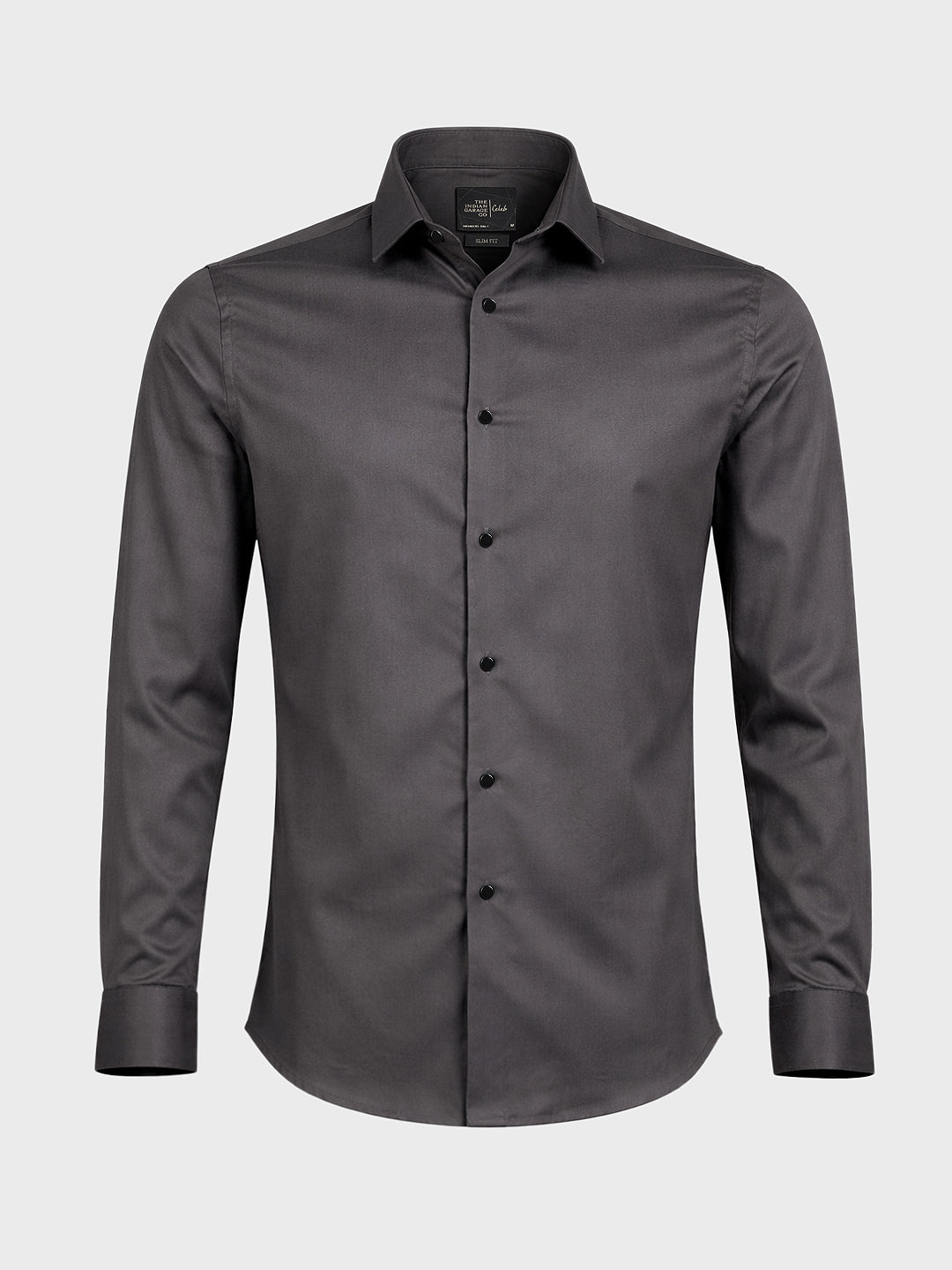 Men's Grey Slim Fit Solid Party Wear Shirt