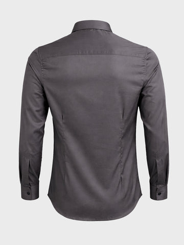 Men's Grey Slim Fit Solid Party Wear Shirt