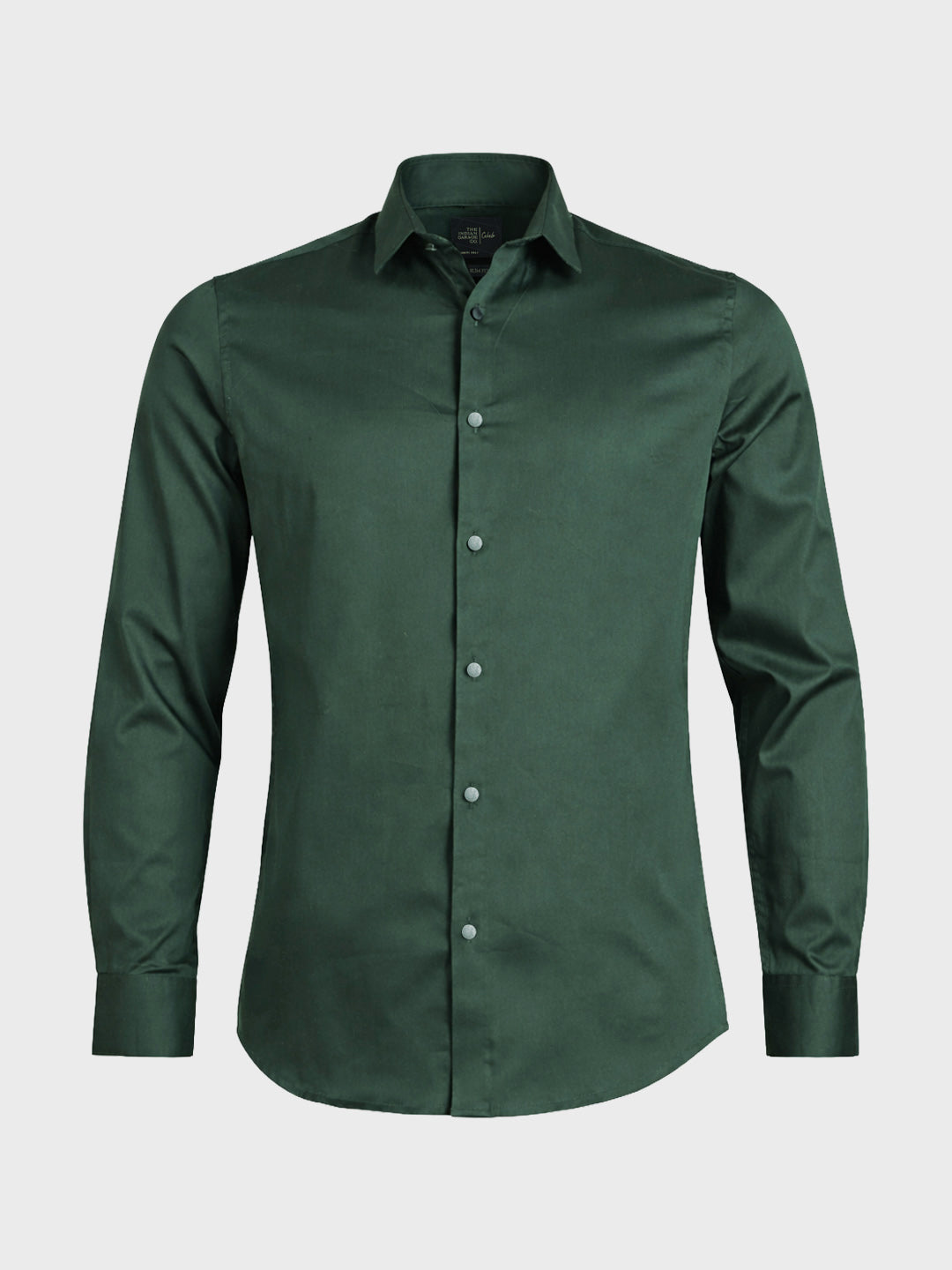 Men's Green Slim Fit Solid Party Wear Shirt