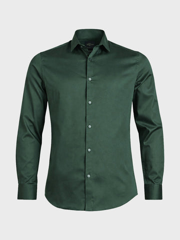 Men's Green Slim Fit Solid Party Wear Shirt