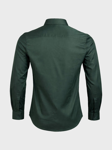 Men's Green Slim Fit Solid Party Wear Shirt