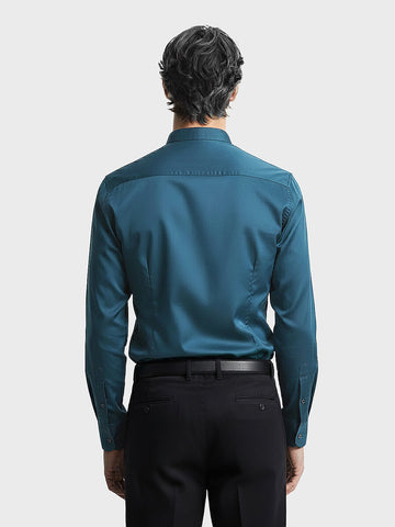 Men's Teal Slim Fit Solid Party Wear Shirt
