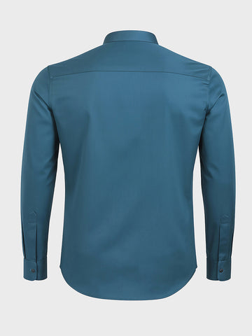 Men's Teal Slim Fit Solid Party Wear Shirt