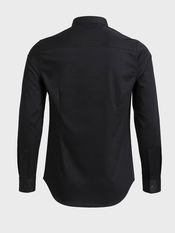 Men's Black Slim Fit Solid Party Wear Shirt