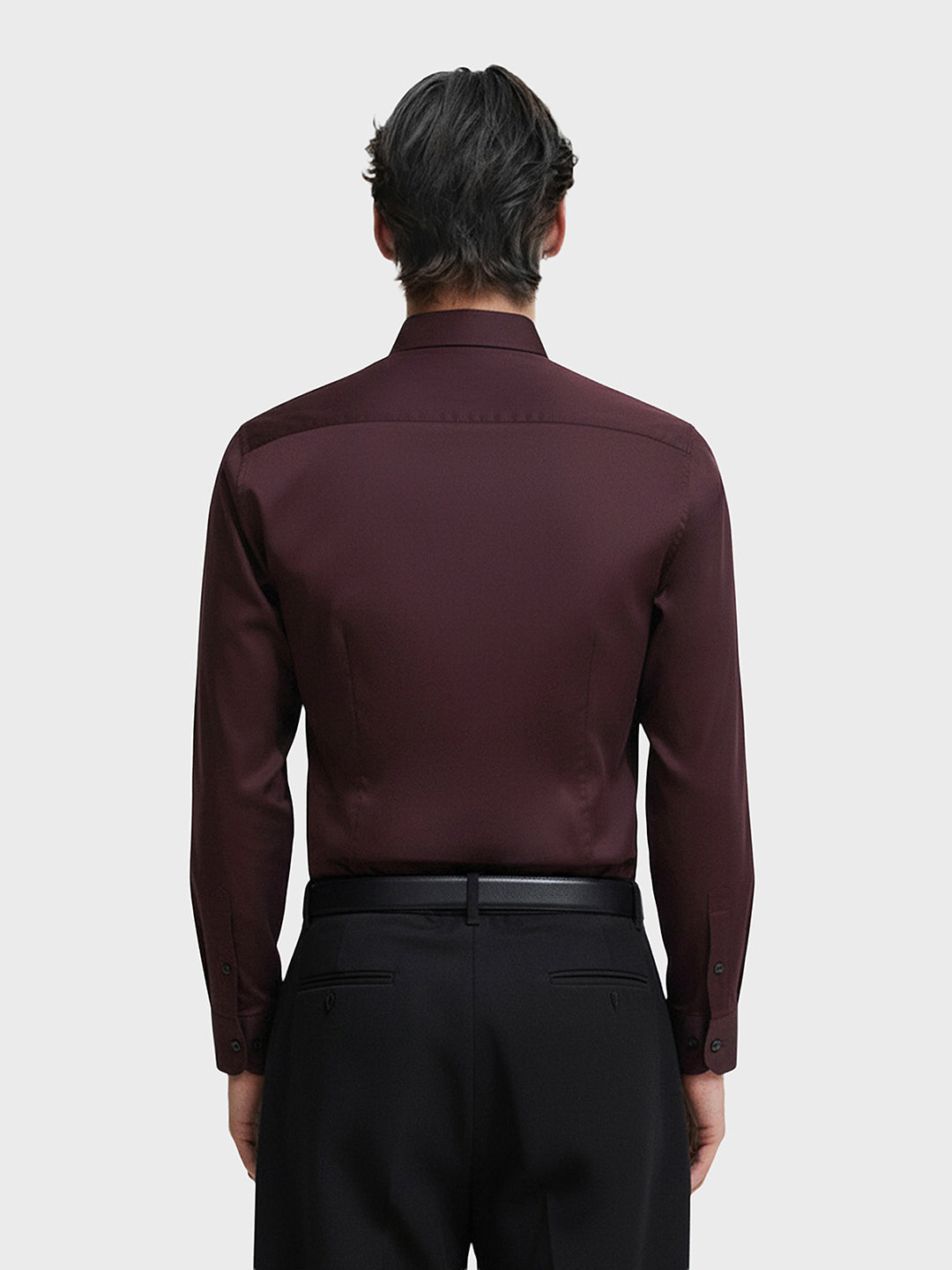 Men's Maroon Slim Fit Solid Party Wear Shirt