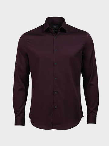 Men's Maroon Slim Fit Solid Party Wear Shirt