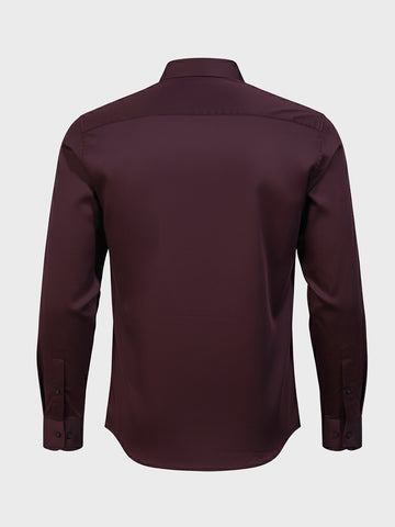 Men's Maroon Slim Fit Solid Party Wear Shirt