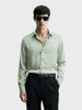 Men's Green Slim Fit Solid Party Wear Shirt