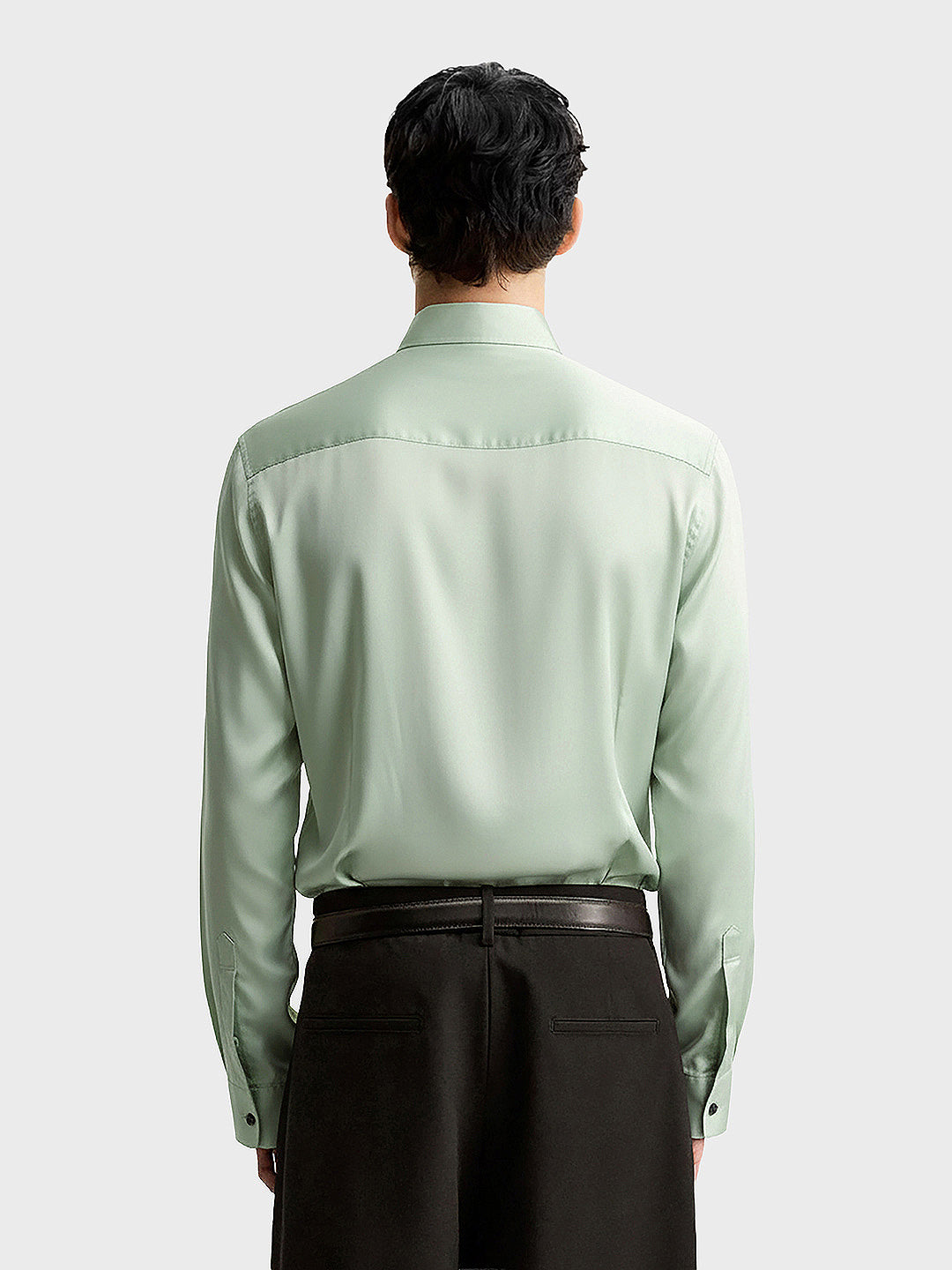 Men's Green Slim Fit Solid Party Wear Shirt
