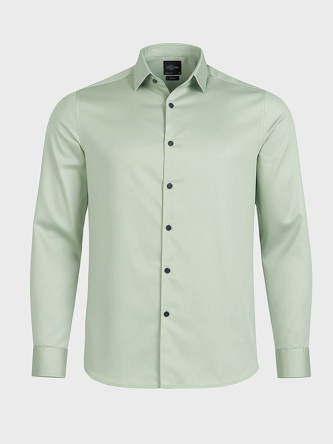 Men's Green Slim Fit Solid Party Wear Shirt