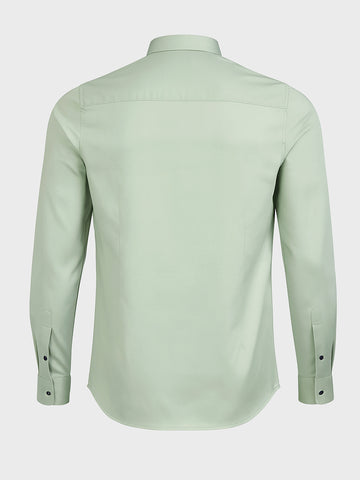 Men's Green Slim Fit Solid Party Wear Shirt