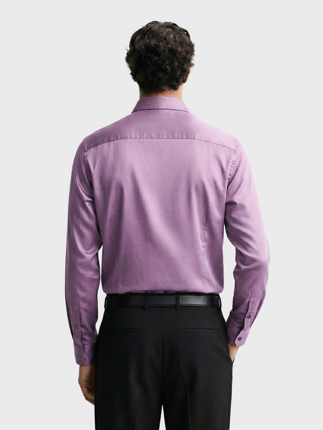 Men's Purple Slim Fit Solid Party Wear Shirt