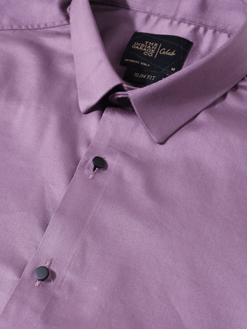 Men's Purple Slim Fit Solid Party Wear Shirt