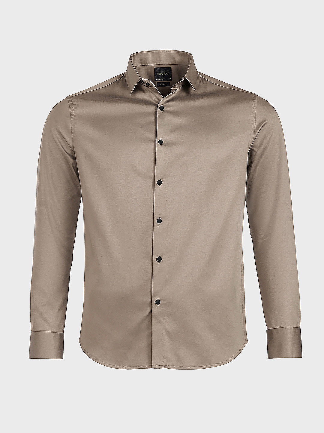 Men's Brown Slim Fit Solid Party Wear Shirt