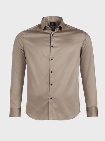 Men's Brown Slim Fit Solid Party Wear Shirt