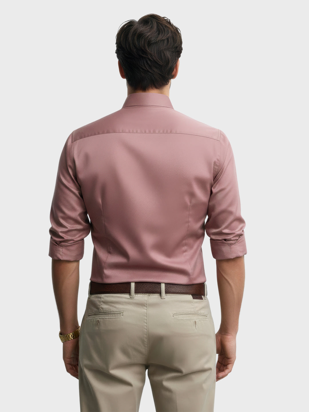 Men's Pink Slim Fit Solid Party Wear Shirt