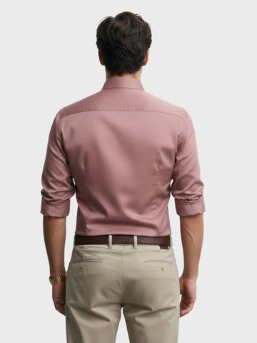 Men's Pink Slim Fit Solid Party Wear Shirt