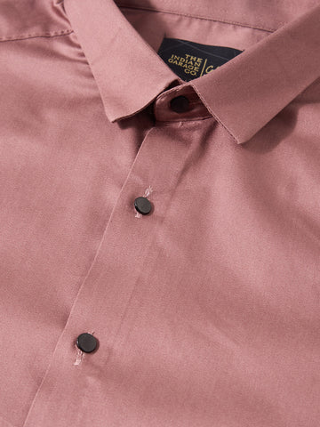 Men's Pink Slim Fit Solid Party Wear Shirt