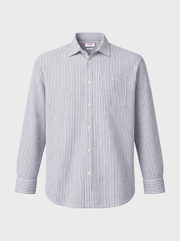 Men's Blue Relaxed Fit Striped Casual Shirt