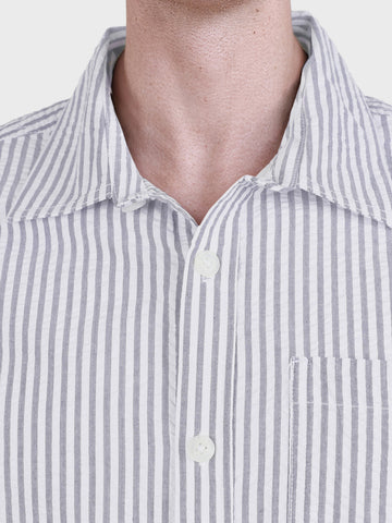 Men's Blue Relaxed Fit Striped Casual Shirt