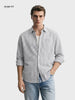 Men's Grey Oversized Fit Striped Casual Shirt