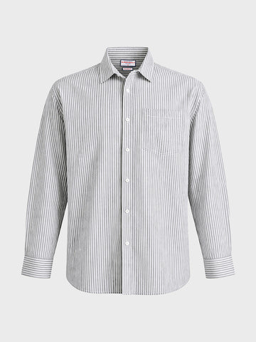 Men's Grey Oversized Fit Striped Casual Shirt