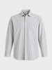 Men's Grey Oversized Fit Striped Casual Shirt