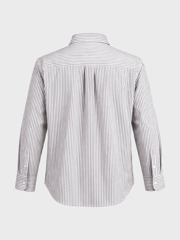 Men's Grey Oversized Fit Striped Casual Shirt