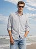 Men's Grey Oversized Fit Striped Casual Shirt