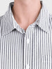 Men's Grey Oversized Fit Striped Casual Shirt