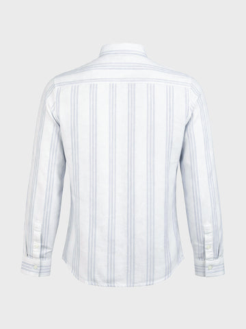Men's White Slim Fit Striped Casual Shirt