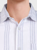 Men's White Slim Fit Striped Casual Shirt