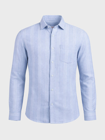 Men's Blue Slim Fit Striped Casual Shirt