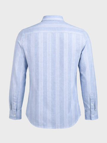 Men's Blue Slim Fit Striped Casual Shirt