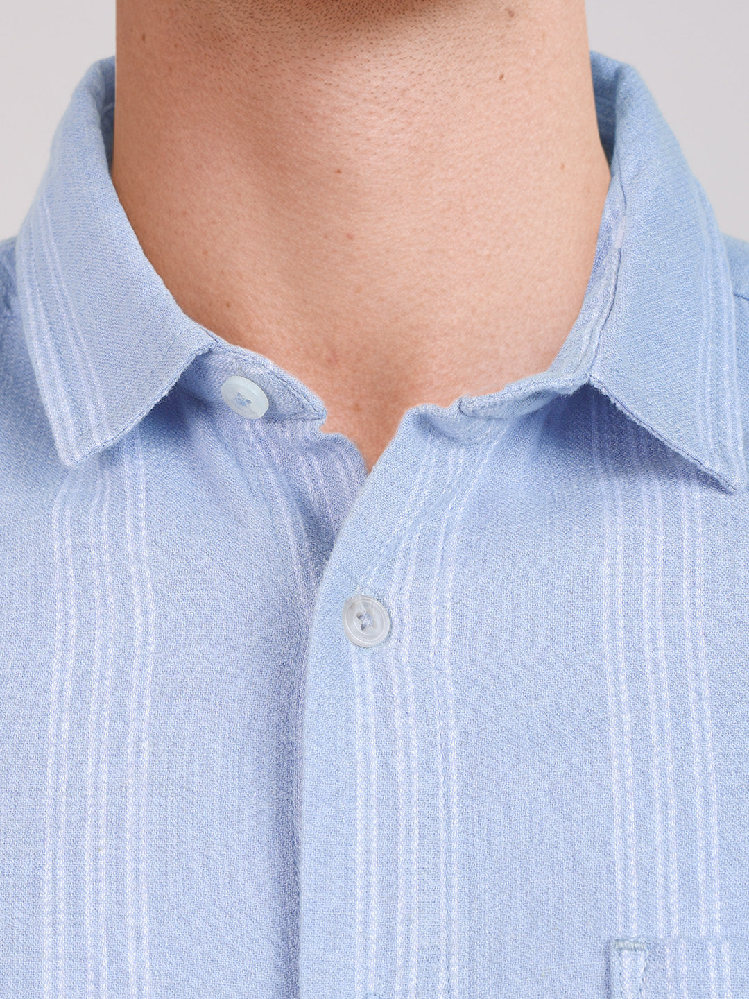 Men's Blue Slim Fit Striped Casual Shirt
