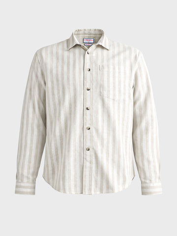 Men's Khaki Relaxed Fit Striped Casual Shirt