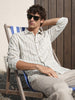 Men's Khaki Relaxed Fit Striped Casual Shirt