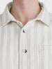 Men's Khaki Relaxed Fit Striped Casual Shirt