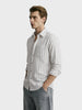 Men's Grey Relaxed Fit Striped Casual Shirt