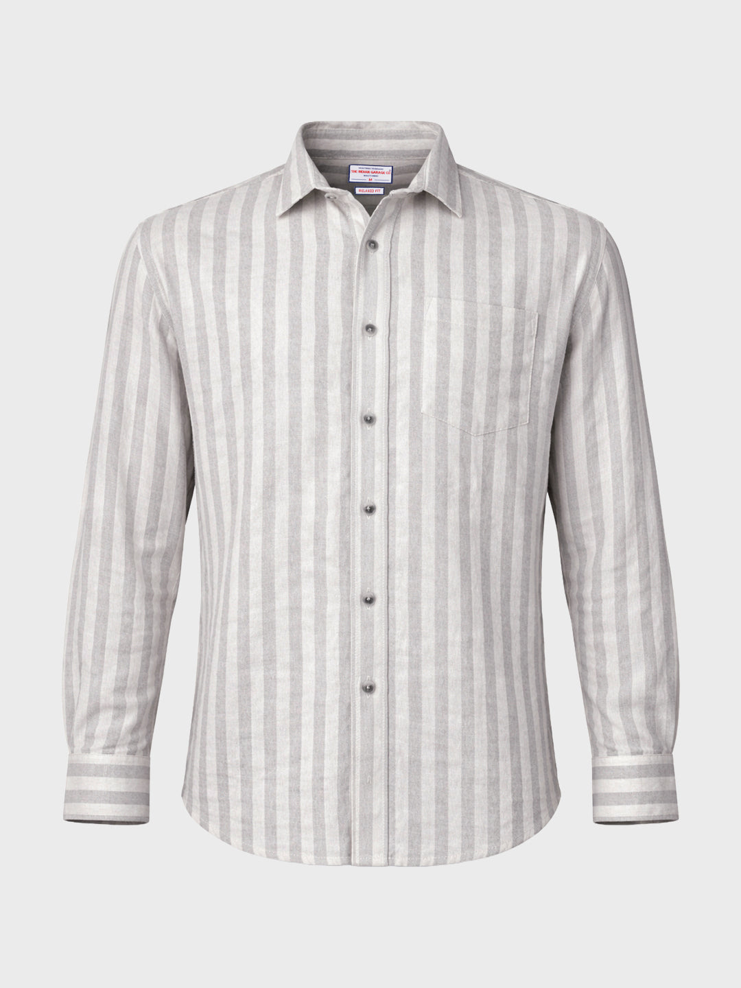 Men's Grey Relaxed Fit Striped Casual Shirt
