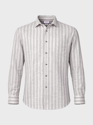 Men's Grey Relaxed Fit Striped Casual Shirt