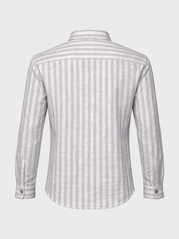 Men's Grey Relaxed Fit Striped Casual Shirt