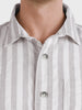 Men's Grey Relaxed Fit Striped Casual Shirt