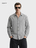 Men's Black Relaxed Fit Striped Casual Shirt