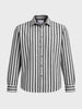 Men's Black Relaxed Fit Striped Casual Shirt