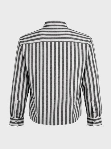 Men's Black Relaxed Fit Striped Casual Shirt