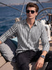 Men's Black Relaxed Fit Striped Casual Shirt