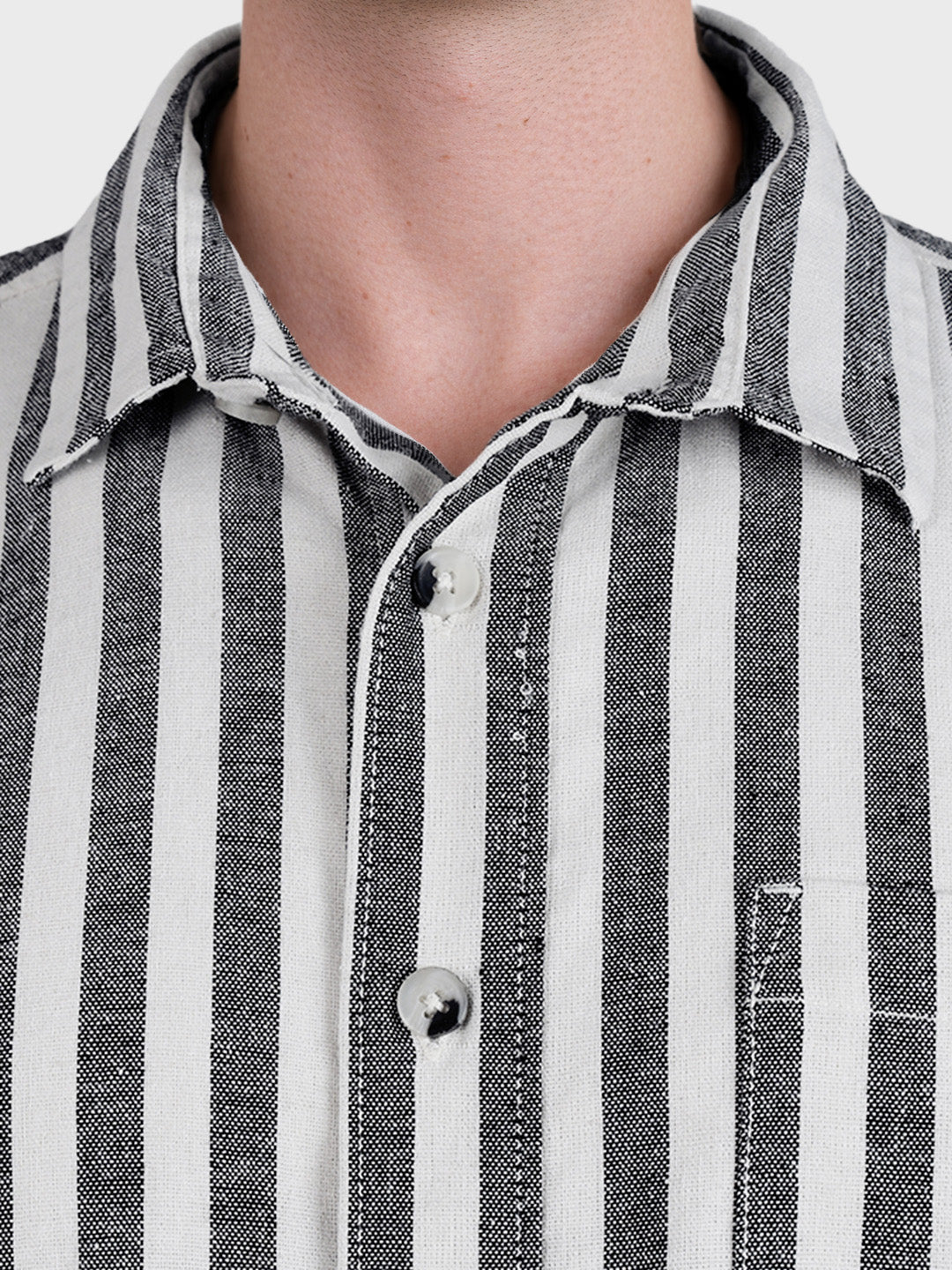 Men's Black Relaxed Fit Striped Casual Shirt