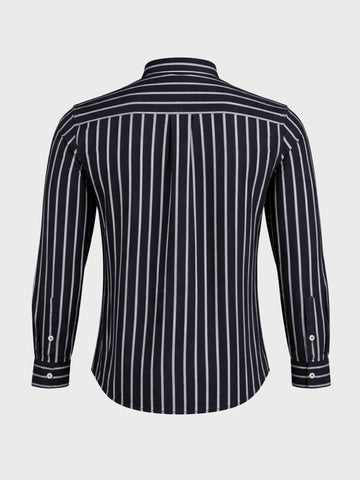 Men's Black Regular Fit Striped Casual Shirts